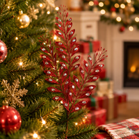 Tiges de feuilles d'olivier scintillantes de Noël, poudre or et argent, plantes artificielles pour couronnes, décorations d'arbre, centres commerciaux et décoration intérieure