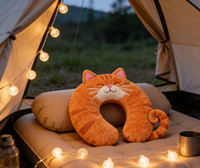 Coussin de Soutien Cervical en Coton Personnalisable avec Logo, Motif Capybara Mignon, Hauteur Réglable 11-30cm, Idéal pour le Bureau et le Sommeil, Peluche Animale de Dessin Animé Unisexe