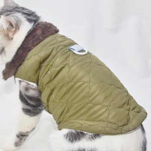 Green Fur-<b>Collar</b> Quilted Vest Winter Warm Coat For Small Dogs And Cats Padded <b>Pet</b> Clothing - Product Image 4