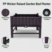 Verhoogde plantenbak van rotan en wicker, op maat te maken, met poten, drainageplug en PP plastic bodem, geschikt voor groenten, fruit en bloemen.
