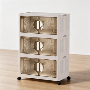 Armario Organizador Infantil Independiente de Doble Puerta, Mueble de Almacenamiento Multicapa para Dormitorio, Armarios Plegables de Plástico para Snacks - Product Image 2
