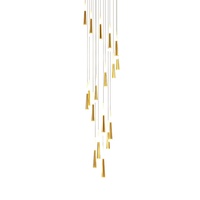 Lustre long en cristal de luxe, luminaire suspendu moderne avec tiges en verre pour villa, escalier, salon, hall d'hôtel, décoration