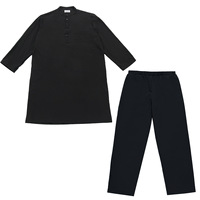 Ensemble 2 pièces Jubba Thobe pour hommes musulmans : Haut et pantalon, Abaya longue islamique pour l'Aïd 2026, Robe longue du Ramadan, Caftan saoudien, Tenue arabe de Dubaï