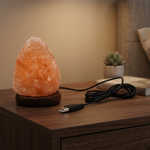 Lampe de sel de l'Himalaya de haute qualité, lampe de sel miniature naturelle de l'Himalaya avec base en bois pour la décoration de la pièce, sculptée à la main - Product Image 1
