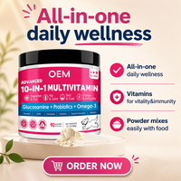 Poudre multivitaminée 10-en-1 pour chiens et chats, 90 doseurs, glucosamine, probiotiques, oméga-3, pour les hanches et les articulations, la digestion et la santé intestinale, tous âges
