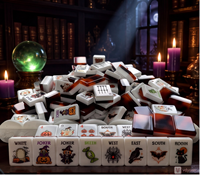 Ensemble de Mahjong de Luxe 160 Tuiles – Maison Hantée – Soirée Jeu Effrayante – Divertissement à Domicile – Jeu Complet avec Pochette de Rangement Prête à l'emploi