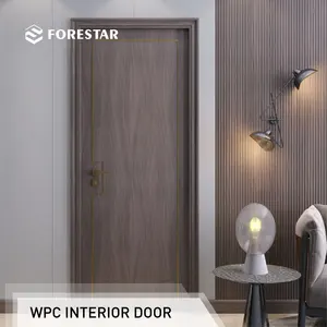 Prettywood Waterproof Polish Panel Prehung Modern Design Interior Room Plastic Composite WPC Wooden Door For House