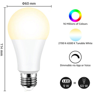 <span class=keywords><strong>Ampoule</strong></span> <span class=keywords><strong>LED</strong></span> intelligente Zigbee RGB LEDEAST A60Z-12 avec luminosité et couleur réglables, application et éclairage ambiant contrôlé par la voix - Product Image 5
