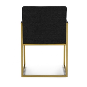 Brushed Finish Metal <strong>Painted</strong> Gold <strong>Dining</strong> <strong>Chair</strong> with Arm Rest - Product Image 4