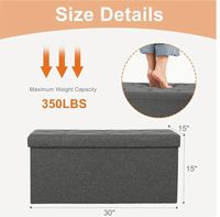 Banc de rangement rectangulaire pliable en tissu, grande capacité, siège rembourré pliable, repose-pieds pliable, organisateur de vêtements