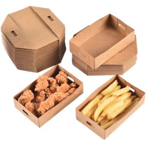 Caja de comida desechable Caja de barco de papel Kraft Papas fritas, Caja de embalaje de pollo frito Degradable - Product Image 6