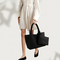 Sac fourre-tout en néoprène tissé sur mesure de grande taille pour femmes, sac à main de luxe pour la plage d'été, sac à main décontracté léger, sacs à bandoulière