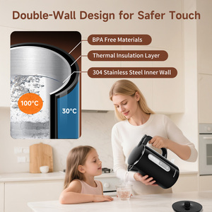 Aigostar bollitore elettrico in acciaio inox nero 1.7 litri-bollire veloce bollitore elettrico 2200W, doppia parete di protezione contro il calore, senza BPA - Product Image 2