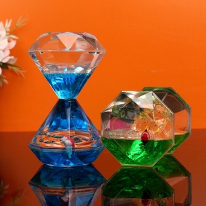 Minuteur sablier en acrylique avec diamants flottants et effet de fuite d'huile, design Art Déco, cadeau de Saint-Valentin pour les meilleurs amis - Product Image 3