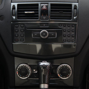 Panneau de console centrale Xingbaiwang pour Mercedes-Benz Classe C W204 2007-2010, style fibre de carbone, garniture de tableau de bord - Product Image 1