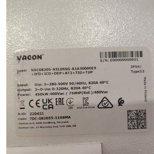 Inversor de Frecuencia Variable VACON Serie NXC <span class=keywords><strong>100</strong></span>% Original y Nuevo, NXC08205-A5LOSSG-A1A30000E9+IFD+ICO+DEP+AT2+<span class=keywords><strong>TIO</strong></span>+TU IP21 Trifásico de 450KW - Product Image 3