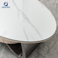 Table basse ovale avec tiroir dissimulé, plateau en pierre frittée, pieds en acier inoxydable, style villa italienne de luxe, vente en gros, usine OEM