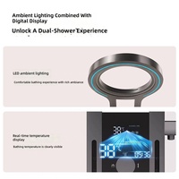 Panel de Ducha Inteligente con Cascada y Lluvia, de Lujo, Color Gris Metálico, con Pantalla LED Digital Hidroeléctrica y Jets Corporales, Venta al Por Mayor