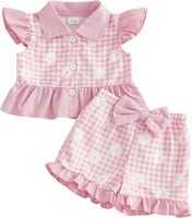Ensemble chemise et short à manches pétales en coton pour bébé fille, tenue pour bébé tout-petit
