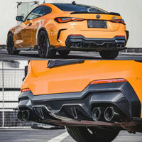 Kit carrosserie en fibre de carbone sèche pour BMW Série 4 G22 G23 G26, style SQ amélioré, comprenant lèvre avant, diffuseur, spoiler, jupes latérales et capot