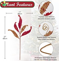 Noël paillettes feuilles choix feuille artificielle longue tige rouge or Branches florales arbre de noël vacances mariage nouvel an bricolage décor