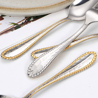 Magnifique ensemble de couverts en or fondu, service de traiteur de mariage, couverts en acier inoxydable 18-10 pour hôtels et restaurants