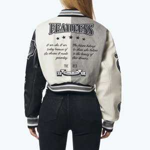 New Trendy Printed Women's Varsity Jacket Customized Embroidery Breathable Canvas Fabric Customized Color Size Winter <b>Stand</b> - Product Image 2