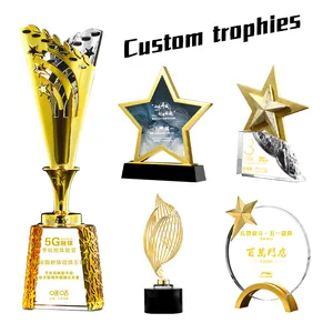 Wholesale Custom High-Grade Crystal Metal Trophies with Worded Logos Sports Medal Cup Awards on Plaques Souvenir Plaque