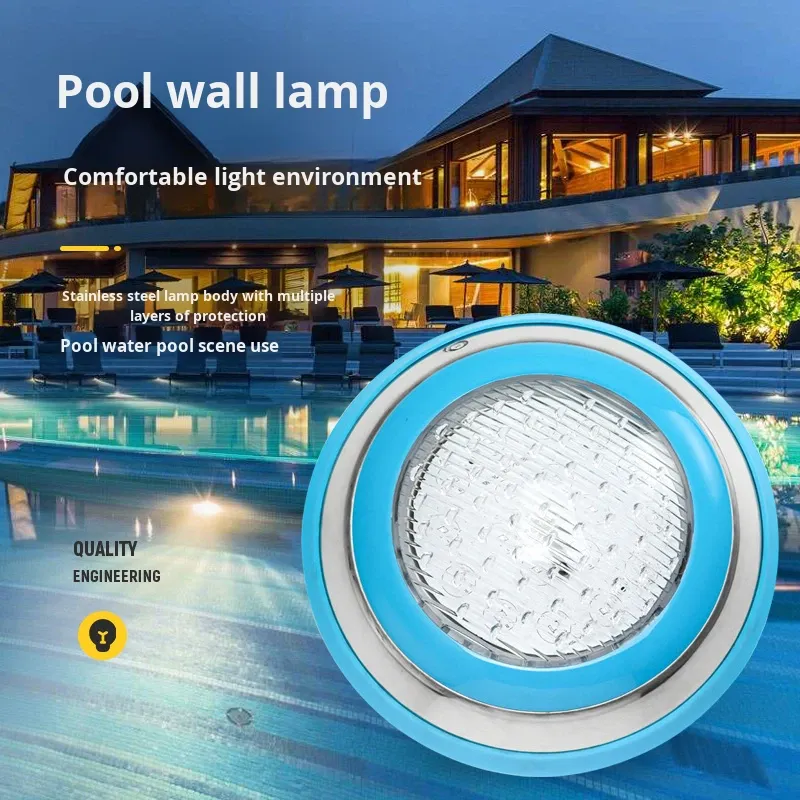 LED Swimming Pool Light IP68 Waterproof Wall-Mounted 9W12W RGB Underwater Spotlight Outdoor Cross-Border