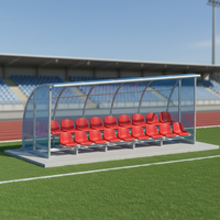 Banc de joueur de football en acier galvanisé à 2 rangées, résistant aux vandales et aux intempéries, abri pour équipe de football, sièges de dugout pour terrains de sport