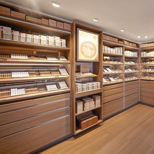 Tienda minorista comercial Tienda de muebles Mostrador de exhibición de cigarros de madera Tienda de humo Escaparate Tienda de tabaco - Product Image 1