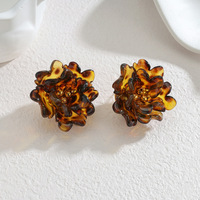 Anting-anting bunga leopard vintage, perhiasan wanita, anting-anting kancing stainless steel, hadiah pesta