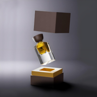 Envase de Perfume Cuadrado de Lujo Personalizado de Fábrica, Base Gruesa, 30ml 50ml 100ml, con Pulverizador y Tapa de Madera