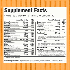 Cápsulas de Multivitaminas para Hombres Directo de Fábrica con Folato y Vitamina A, Favorecen la Energía, Vitalidad, Claridad Mental y Suplemento Antioxidante - Product Image 2