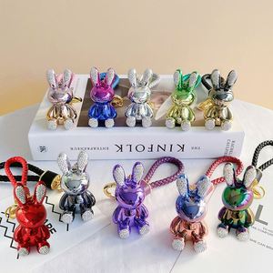 2023 New Resin Drill Electroplating Diamond Keychain Luxury Cute Flower Bunny Rabbit Keychain Bag Pendant Gifts - Product Image 2