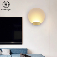 Applique Murale LED Moderne Style Nordique, Petite Lampe Ronde en Aluminium Effet Lune, Encastrée E26 pour Chambre et Salon, IP20 avec Entrée 220V