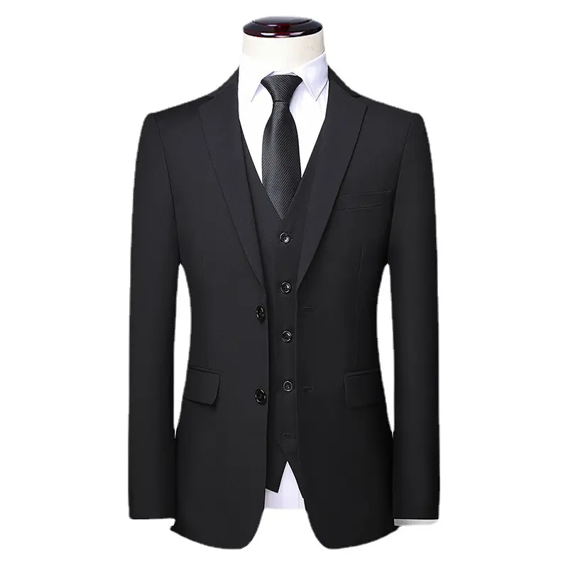 502 Korean Style Men Three-pieces Business Suit Bridegroom Pants Vest Wedding Suits Sets