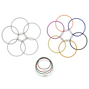 YIWANG vente en gros en acier inoxydable métal 150mm câble câble métallique porte-clés vis anneau de verrouillage - Product Image 1