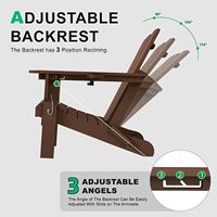 Ensemble de chaises de patio modernes réglables en HDPE, 2 pièces, marron |   Meubles d'extérieur portables imperméables inclinables à 3 positions avec porte-gobelets et porte-téléphones