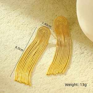 Boucles d'oreilles pendantes à pompons en acier inoxydable 316L plaqué or 14k 18k pour femmes, vente en gros de mode - Product Image 5