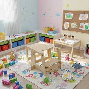 Torre de Aprendizaje Plegable OEM/ODM, Torre de Aprendizaje de Madera Saludable para Niños, Convertible en Mesa - Product Image 6