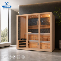 Sauna moderne extérieur avec douche intégrée, cabine de bien-être en bois massif, chauffage électrique, pré-assemblage, support usine
