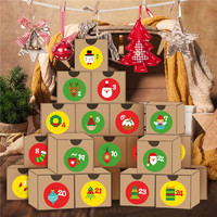 24 pièces un ensemble nouveau design calendrier de l'avent de noël boîte en papier kraft compte à rebours boîte-cadeau fête boîte-cadeau fournitures
