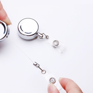 Heada Customizable Metal Retractable Wire Rope Buckle Easy-Pull <b>ID</b> Badge Alligator Clip <b>Holder</b> Reel 450mm School Office - Product Image 4