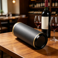 Tube en carton rond biodégradable de luxe, antichoc, pour emballage cadeau de bouteille de vin rouge – Vente en gros