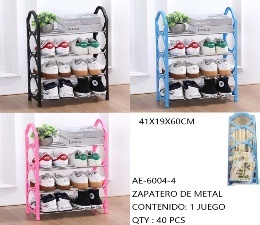 Scarpiera e Organizzatore in Metallo a 4 Livelli per Arredamento Soggiorno, Design Moderno Minimalista Autoportante - Product Image 3