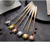 Ensemble de cuillères à café et de fourchettes en acier inoxydable Hongda, or rose, design floral contemporain, logo laser gratuit, cadeaux pour les fêtes, café, thé