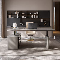 Bureau de direction moderne en marbre de luxe de petite taille avec chaises et accessoires, ensemble de meubles, bureaux en forme de L