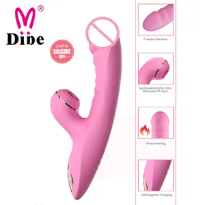 Dibe 7模式振动器360旋转假阳具吮吸阴部推力抽吸硅假阳具女性性玩具