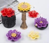 Lotus Rose Azalée Hibiscus Pivoine Fleur Forme Bougie Silicone Moule DIY À La Main Résine Époxy Plâtre Ornements Moules